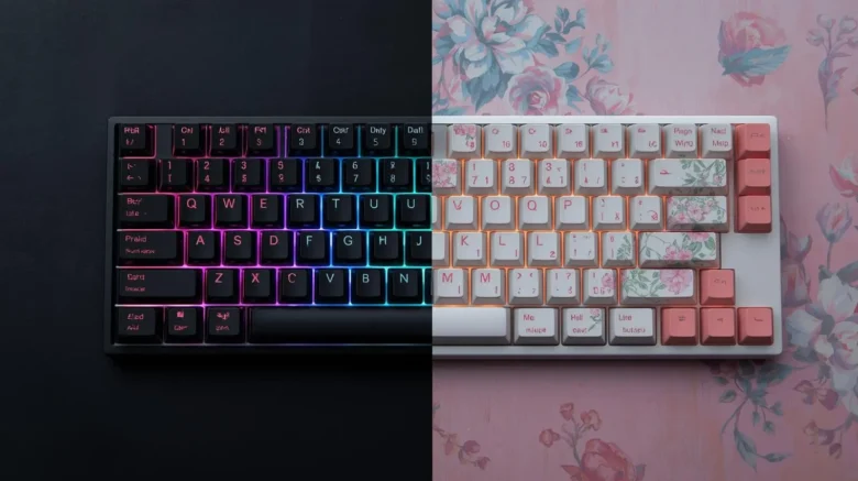 iluminação-RGB-vazando_-no-lado-direito_-um-teclado-com-keycaps-_Dye-Su